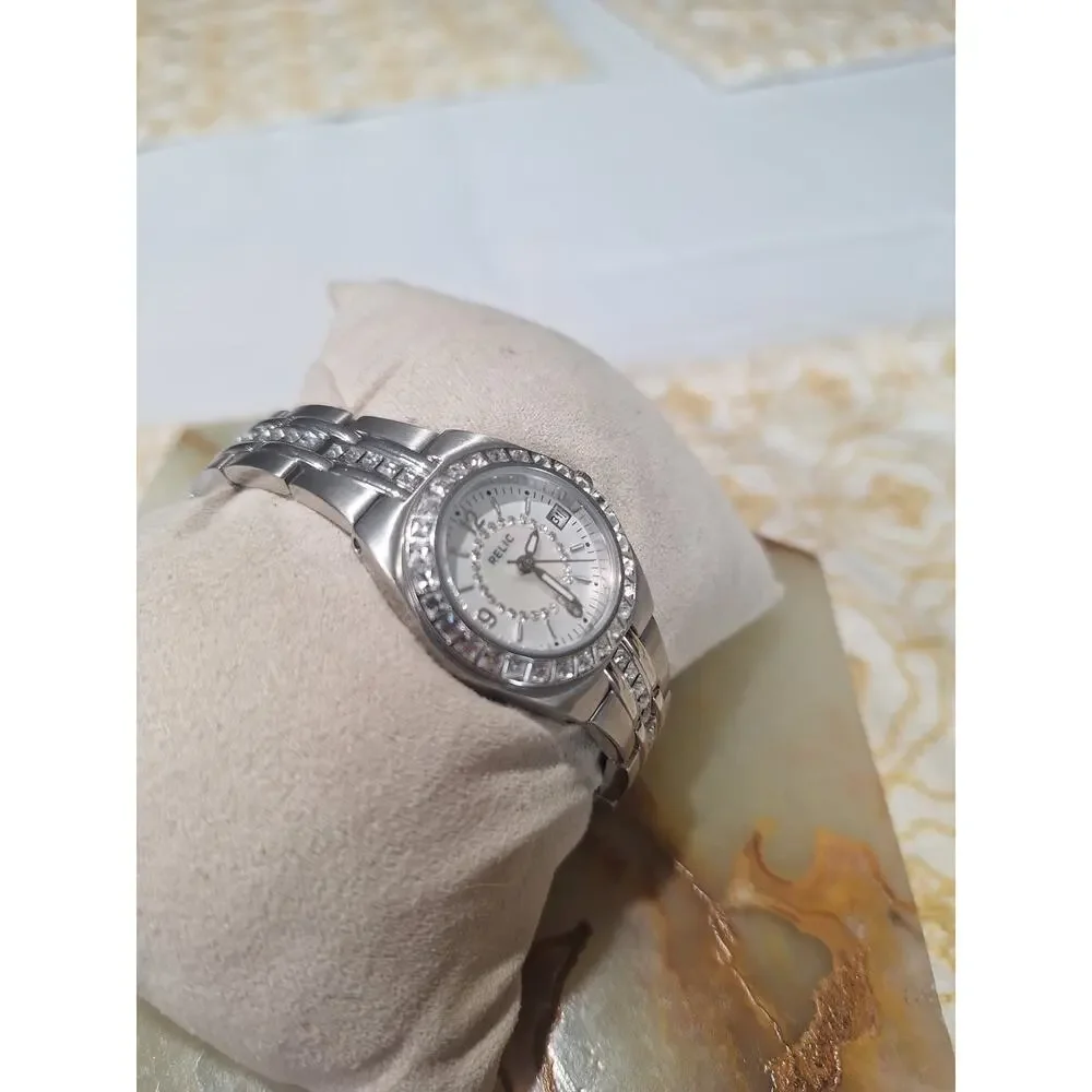Relic by Fossil ZR11788 Women's Crystal Quartz Date Watch 25.3mm New Battery